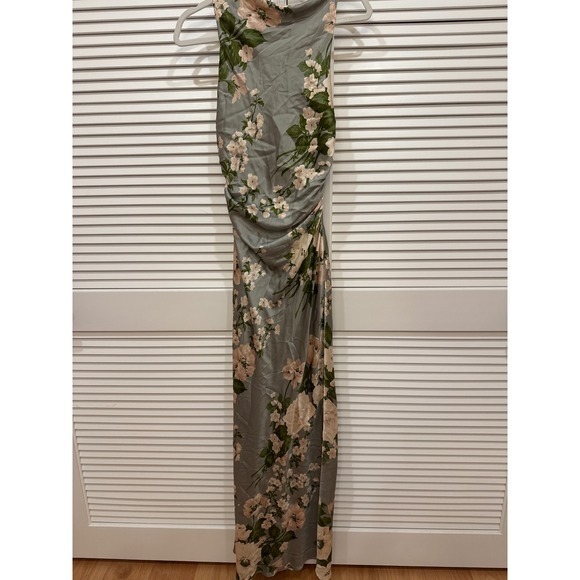 Reformation Anaiis Silk Dress in Tarragon Green White Floral Maxi New w/Tags - Picture 8 of 10